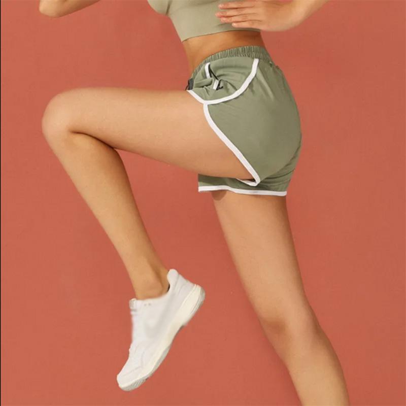 Quick-drying Pants Short Sports Pants Women's Summer Casual Solid Color Striped Loose Anti-glare Yoga Fitness Running Shorts
