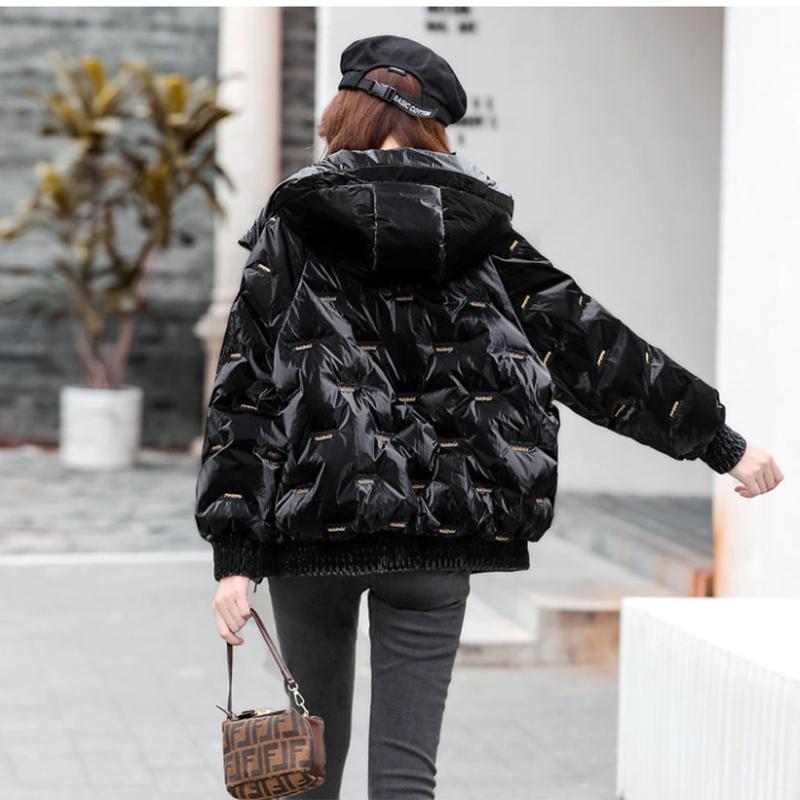 Bright Face Down Cotton Padded Clothes Short Loose Thickened Warm Coat Women's Korean Hooded Down Jacket Quilted Jacket
