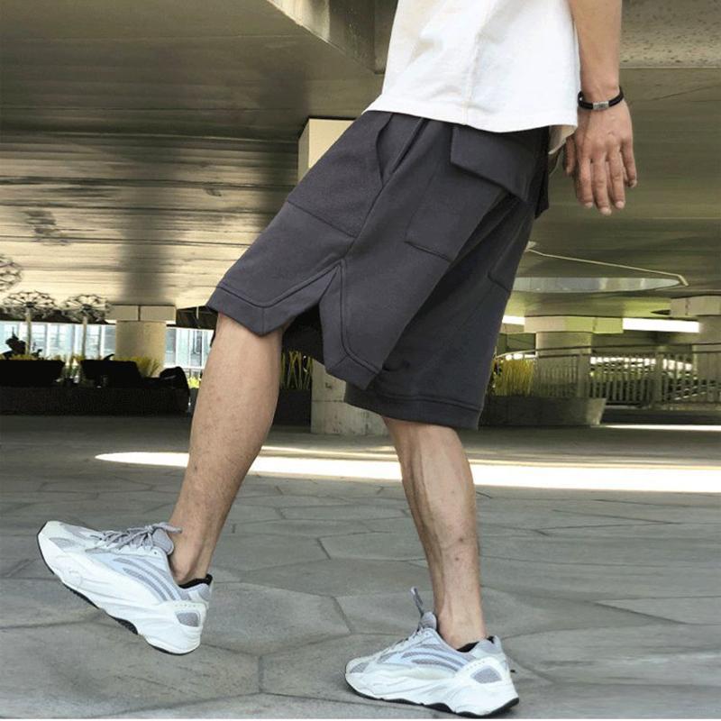 Street Trend Hip-hop Loose Shorts Gray Men's and Women's Summer Cotton High Street Knitted Five-point Pants Shorts