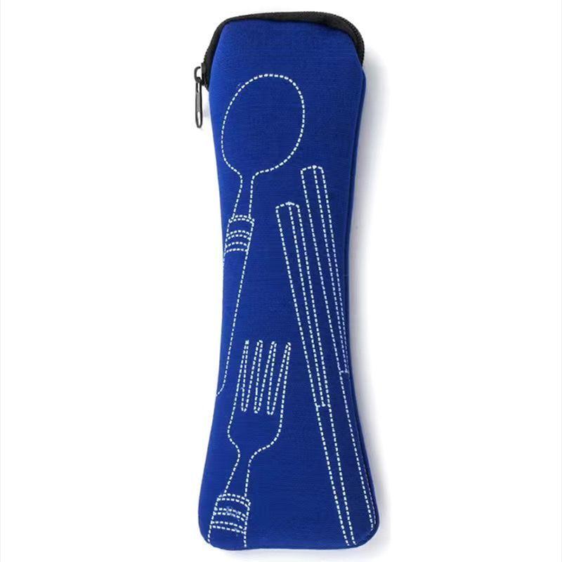 2pc Portable Tableware Cloth Bag Dinnerware Holder Lightweight Outdoor Travel Washable Zipper Student