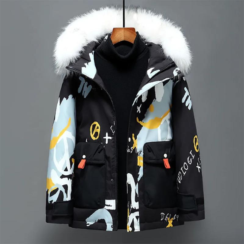 Little Devil Down Jacket Men's Tide Brand Thicken Plus Fleece Fresh Chinese Style Winter Jacket