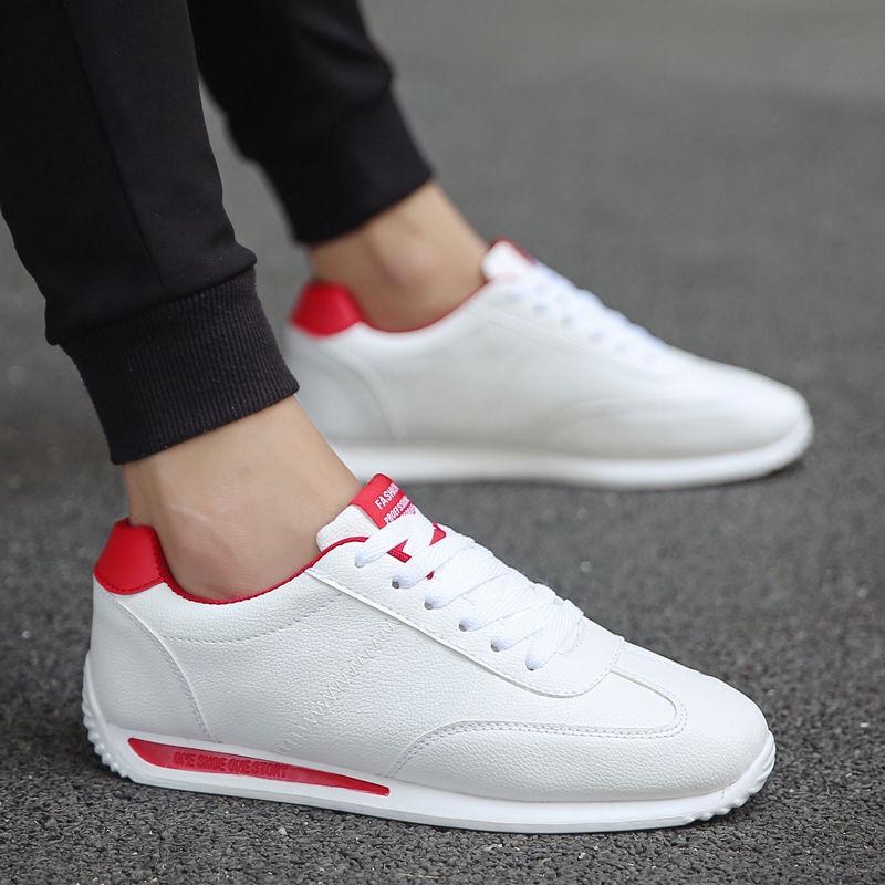 PU Leather White Shoes Korean-style Men Shoes Breathable Students Shoes Couples Sports Footwear