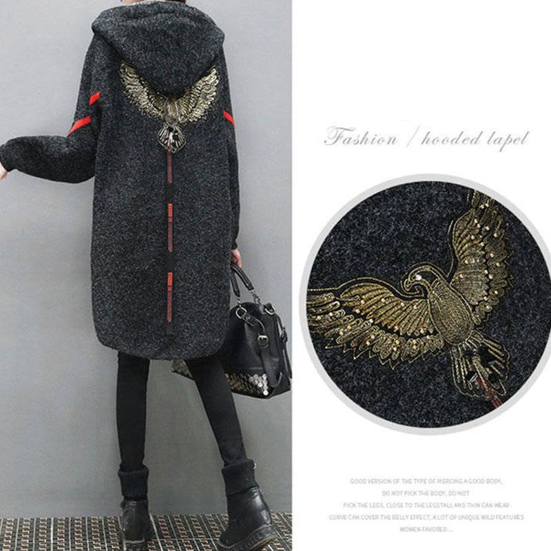 Autumn and Winter Plus Size Loose Sweater Mid-length Knitted Cardigan Jacket Jacquard Pattern Female Jacket