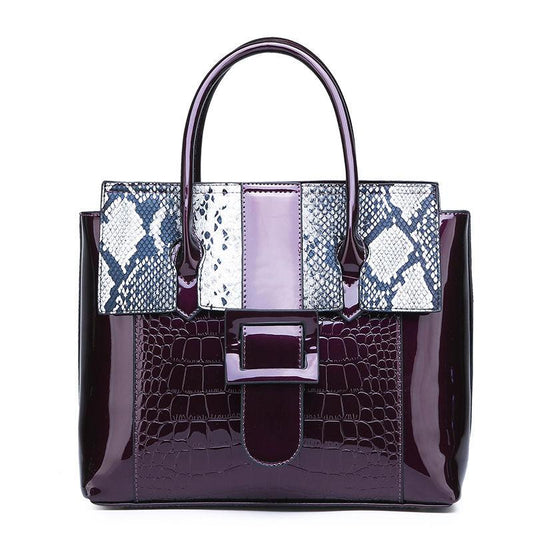 Ladies Patent Leather Crocodile Pattern Handbag European and American Style Handbag Messenger Bag