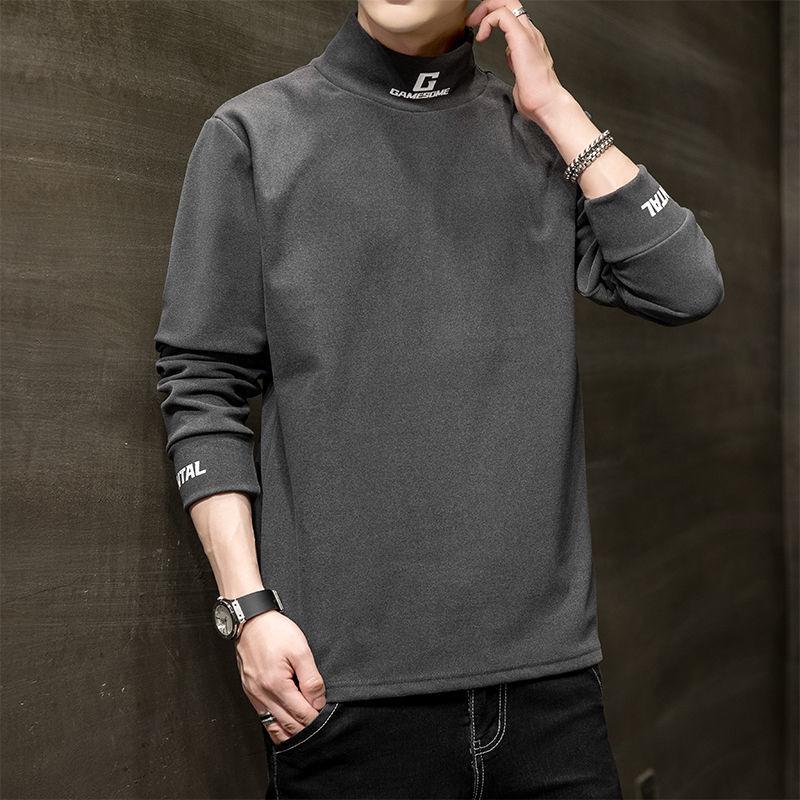 Winter Half-high Collar Men's Plus Velvet Loose Loose Bottoming Shirt To Keep Warm and Comfortable