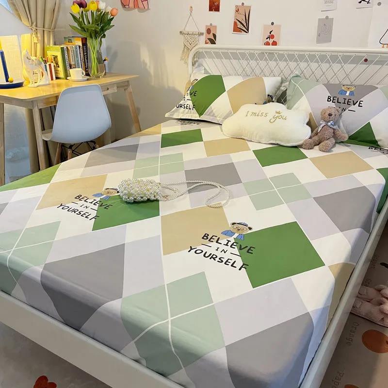 Beds Three-piece Cotton Pillow Bag Cover 1.5 Meters 1.8 Bed Seat Meng Si Dust-proof Cover Bedding Products Fresh Net