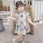 Girls Cheongsam Skirt Summer Dress Baby Girl Summer Style Hanfu Tang Suit Children Foreign Style Flying Sleeve Dress