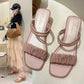 Women's Summer Sandals High Heels Solid Color All-match Non-slip Wear-resistant Shoes