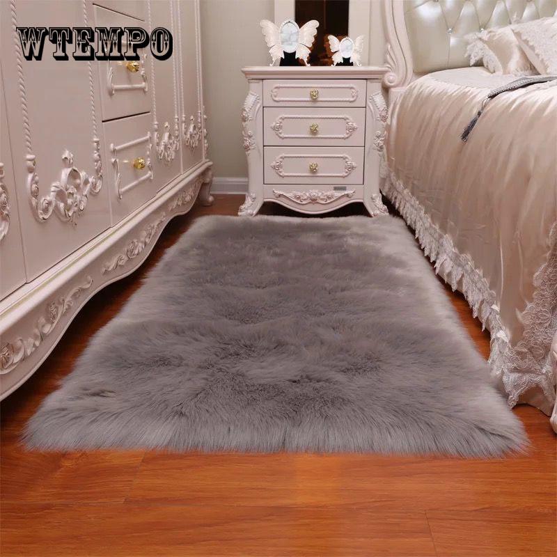 Hairy Carpets Soft Artificial Buckskin Plain Fur Skin Fluffy Bedroom Faux Mats Washable