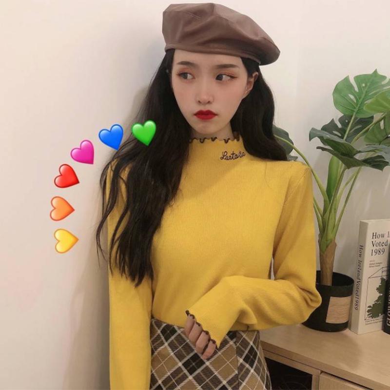 Pofulove Little Man Wild Fungus Bottoming Sweater Sweater  Fashion Outerwear Western-style