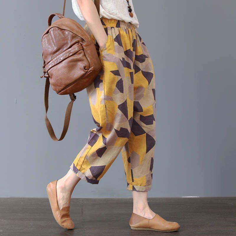 Spring and Summer Mother's Pants Wide-leg Plus Size Bloomers Cotton Silk High-waist Mosquito-proof Loose Trousers Women