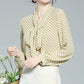 Chiffon Shirt Women's Spring and Autumn Long Sleeve Striped Bow Top
