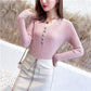 Autumn and Winter V-neck Knitted Bottoming Shirt, Short Long-sleeved Inner Sweater, Fashionable and Simple Female Top
