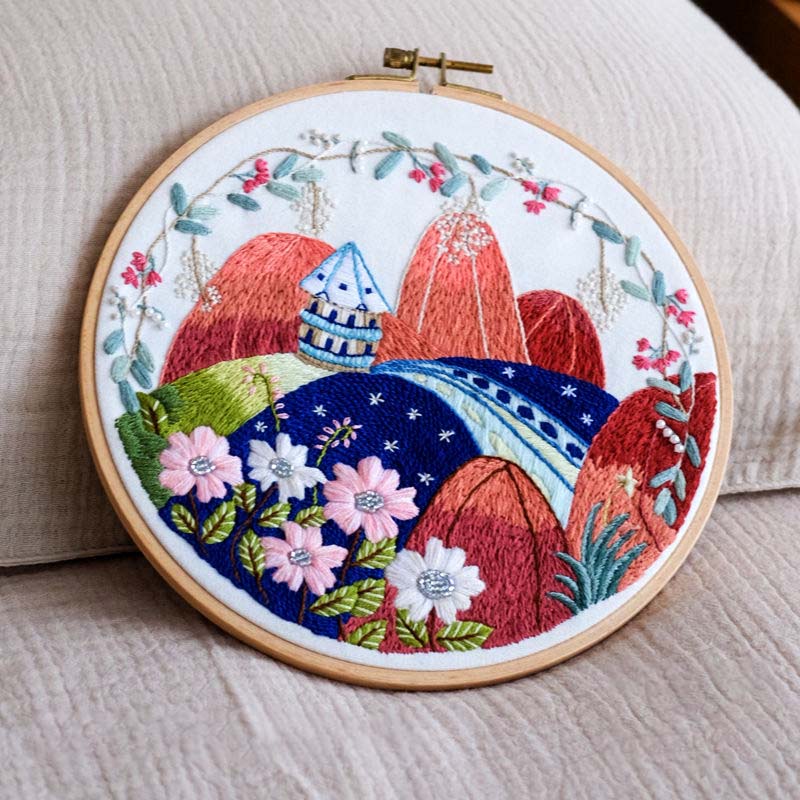 DIY Embroidery Ribbon Set Beginners with Embroidery Shed Sewing Kit Cross-stitch Decoration
