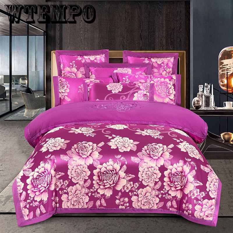 Bedroom home bedding European embroidered jacquard cotton four-piece cotton quilt cover sheets