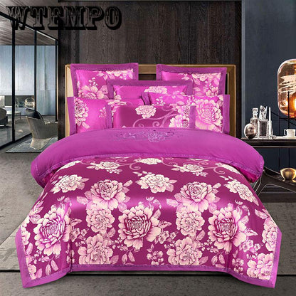 Embroidered jacquard cotton four-piece cotton quilt cover sheets bedroom home bedding European style