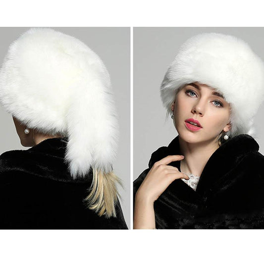 Faux Fur Imitation Fox Fur Dome Hat Fur Russian Hat Ladies Warm Winter Hat