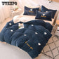 Bedding Four-piece Suit Cotton A / B Double-sided Pattern Sheets Are Sleeve Pillow Sets Thickened Warm Bed
