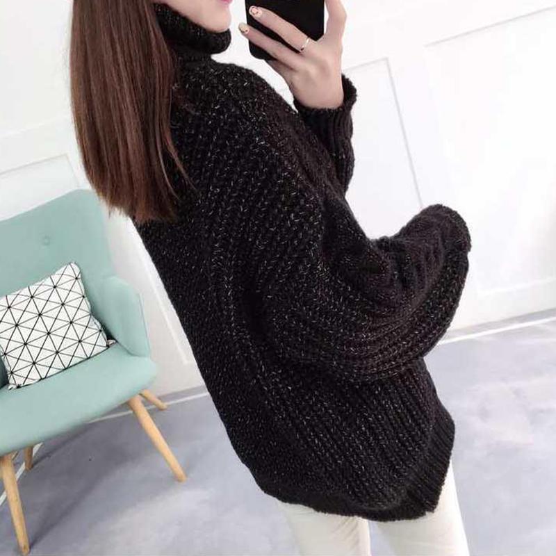 Autumn and Winter Retro Turtleneck Sweater Korean Lantern Sleeve Loose Top Fashion Casual Women Sweater