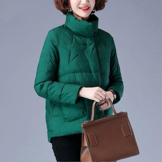 Down Cotton Jacket Winter Loose Korean Version of Solid Color Large Size Stand Collar Short Cotton Jacket Women
