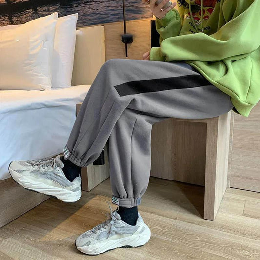 Fried Street Pants Women's Autumn and Winter Plus Velvet Sweatpants Ins Tide Loose and Thin Students All-match