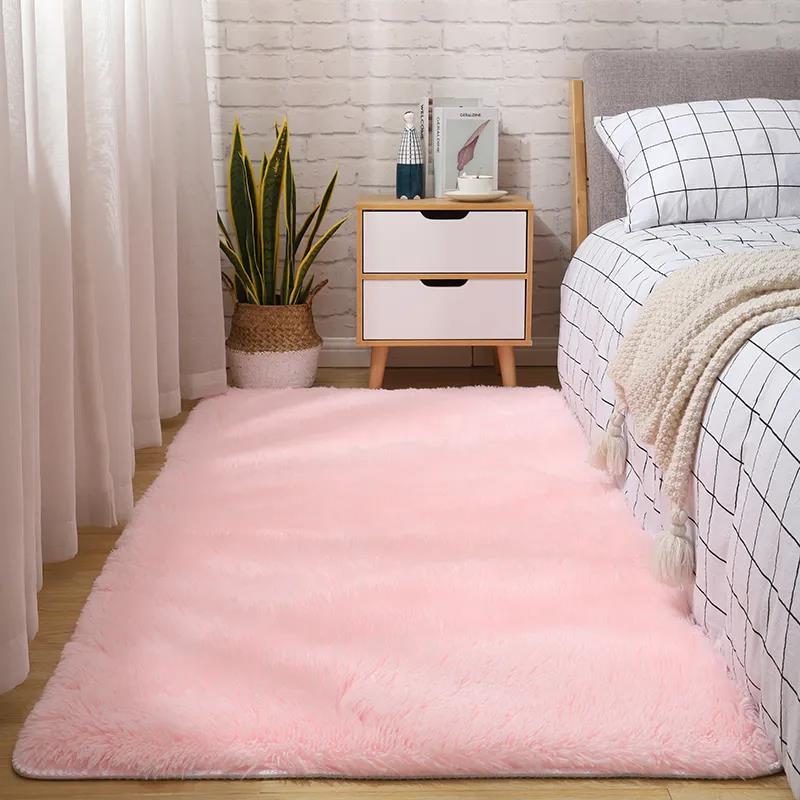 Living Room Carpet Solid Color Wool Cushion Bedroom Bedside Plush Carpet