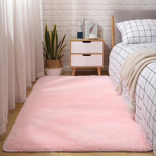 Living Room Carpet Solid Color Wool Cushion Bedroom Bedside Plush Carpet