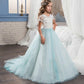 Princess Dress Western Style Flower Girl Puffy Yarn Children's Piano Costume Host, Girl Evening Dress Wedding Dress Little Girl