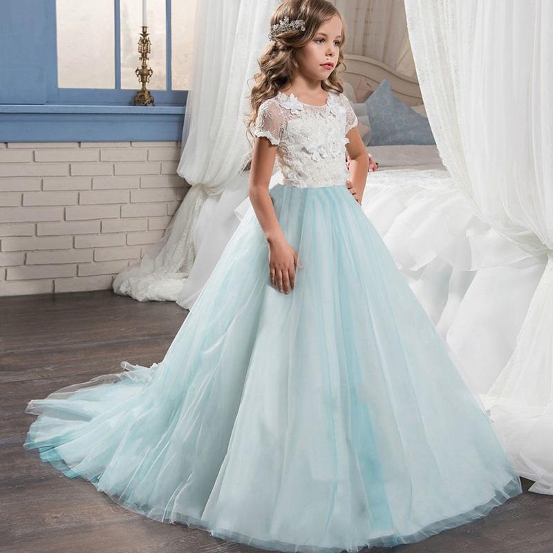 Princess Dress Western Style Flower Girl Puffy Yarn Children's Piano Costume Host, Girl Evening Dress Wedding Dress Little Girl