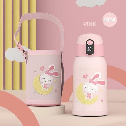 Children's Vacuum Flask with Straws for School Special Anti-fall Water Bottle