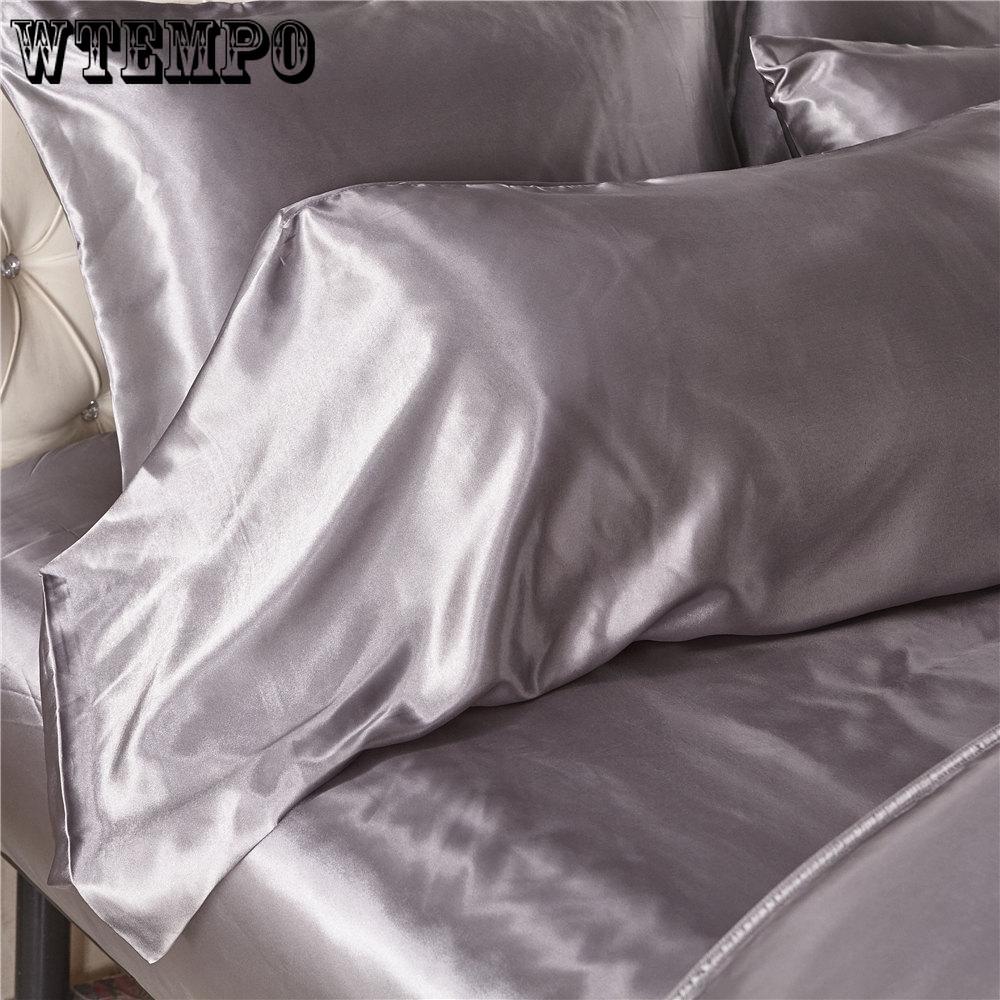 Nordic Style Silk Bedding  Queen Size Satin Grey Duvet Cover  Solid Color Set