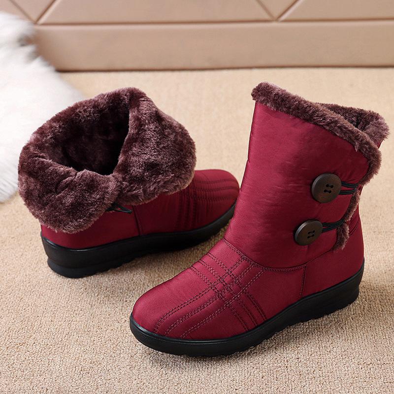 Thick Fur Snow Boots for Women Winter Ankle Boots Warm Waterproof Booties Black Red Casual Shoes Plus Size Outdoor Footwear Non Slip