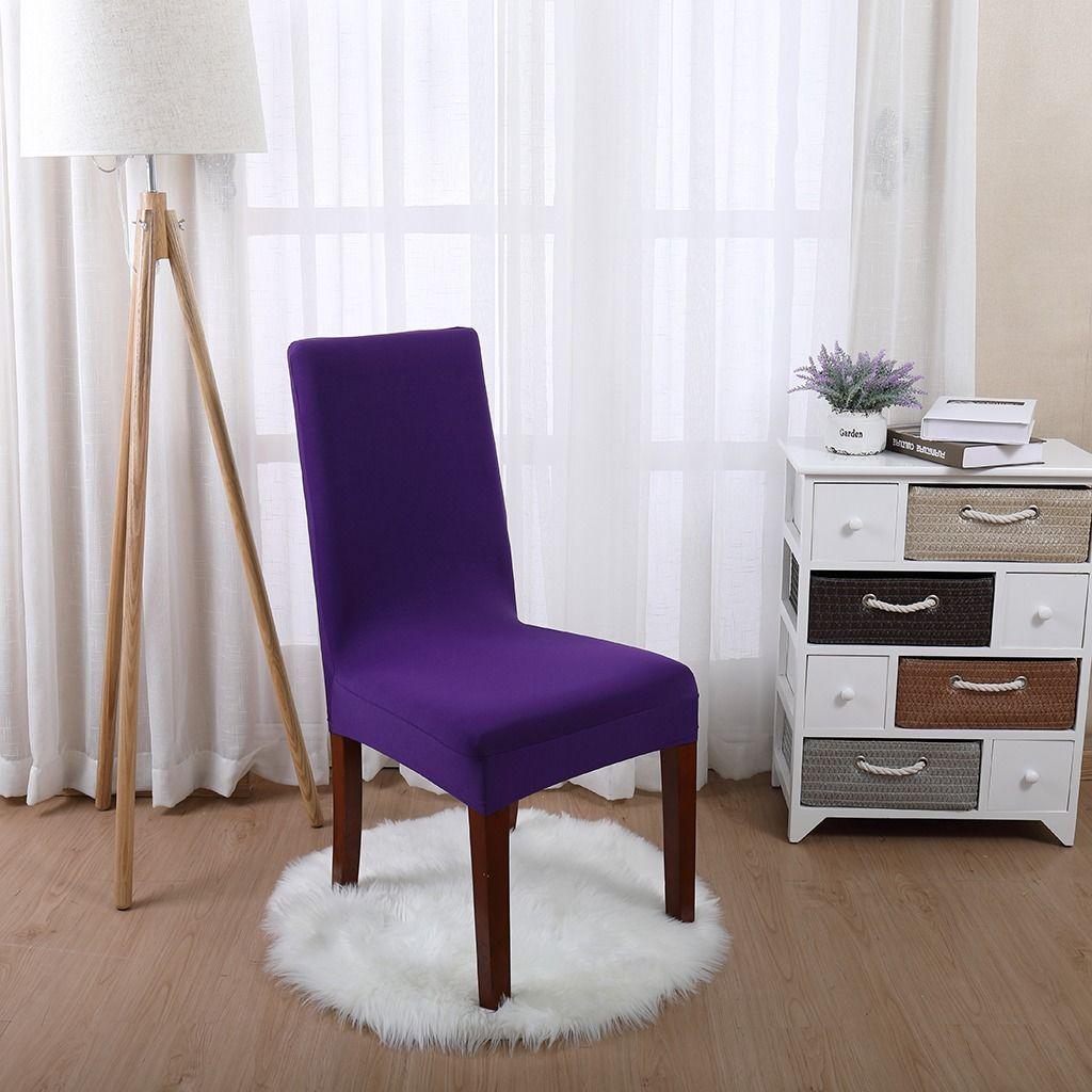 Solid Color Elastic Chair Cover Protector Universal Slipcover Kitchen Dining Chair Cover Removable