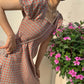 Female Backless Lattice Vintage Holiday Dress Slim Puff Sleeve Graceful Party Short High Waist Dress