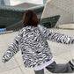 Reversible Zebra Print Jacket Women's Spring and Autumn Sports Jacket Loose Stand-up Collar Zipper Top Coat Trendy