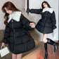 Women's Solid Color Down Jacket Mid-length Down Jacket Winter Korean Style Loose Coat Warm Stand-collar Down Jacket Quilted Jacket