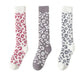 3 Pairs of Leopard-print Coral Fleece Socks Women's Calf Socks Furry Winter Sleep Socks Plus Velvet Thick Warm Stockings