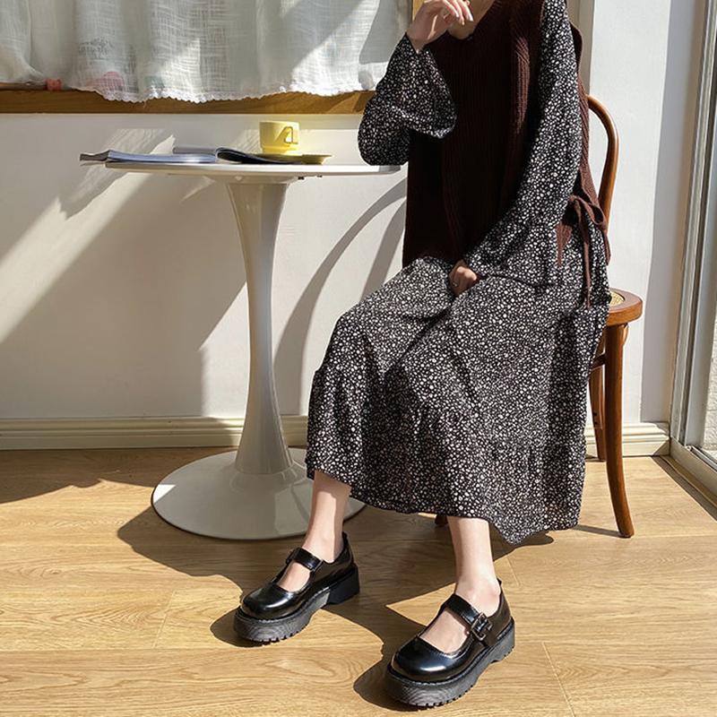 Japanese Women's Small Leather Shoes Korean Style All-match Retro British Style Leather Shoes Thick-soled Round-toe Thin Women's Shoes