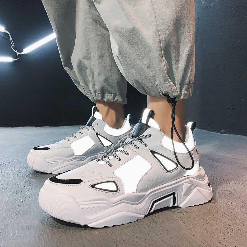 Plus Size39-44 Men Low-top Sneakers Luminous Running Basketball Shoes Breathable Lightweight Non-slip Sock Shoes Wear-resistant Deodorant Skate Shoes