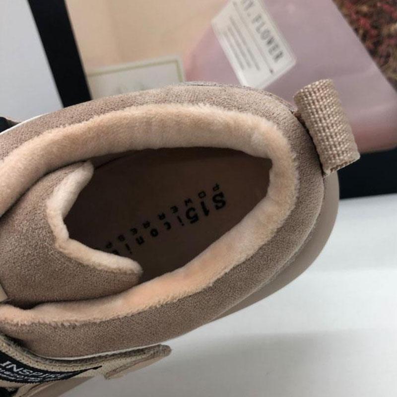 Velcro All-match Plus Velvet Warm Shoes Women Comfortable Thick Bottom Leather Stitching