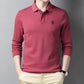 Men's Embroidered Top Long Sleeve Polo Shirt Spring and Autumn Thin Lapel T-Shirt Loose Solid Color All Match Casual Bottom Polo Shirt