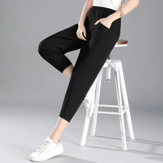 Harem Pants Women's Summer Loose Large Size Casual Nine-point Cropped Trousers Thin Section Small Feet Carrot Pants