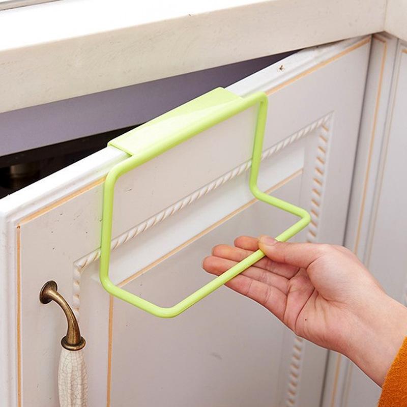 4Pcs Towel Rack Cabinet Door Back Type Single Rod Plastic Rag Rack Drawer Hanging Towel Bar Holder Racks