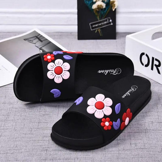 Fashion Slippers Women Summer Home Non-slip Indoor Wear-resistant Thick Bottom Soft Outer Wear Flower Sandals and Slippers Women