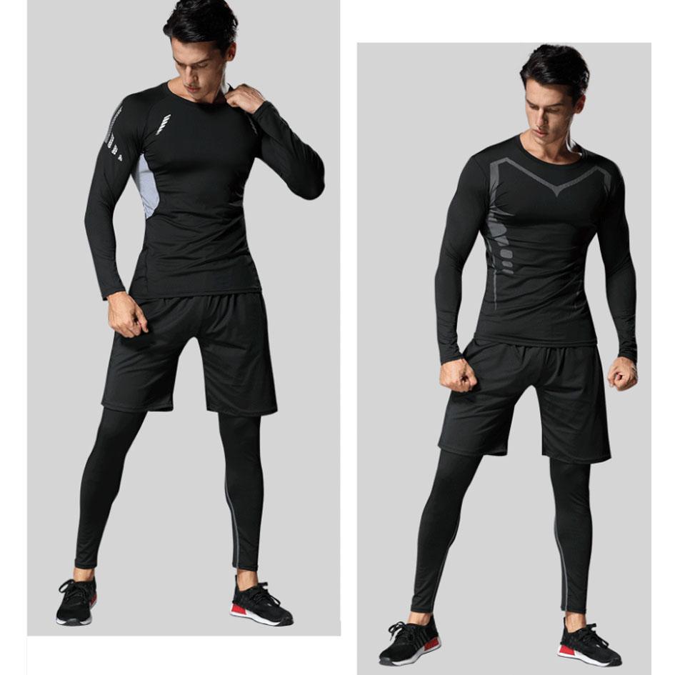 5pcs Men's Gym Workout Sports Suit Fitness Compression Clothes Running Jogging Sport Wear Workout