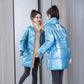 Down Cotton Jacket Winter Loose Korean Color Shiny Face-free Collar Mid-length Cotton Jacket Women