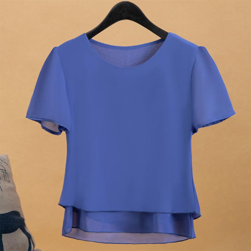Loose Large Size Chiffon Shirt Mommy Short Sleeve Thin Shirt