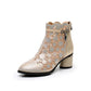 Sandals Women's Mesh Cool Boots All-match Hollow Rhinestone Breathable Thick-heeled Ankle Boots Women's Black High-heeled Boots