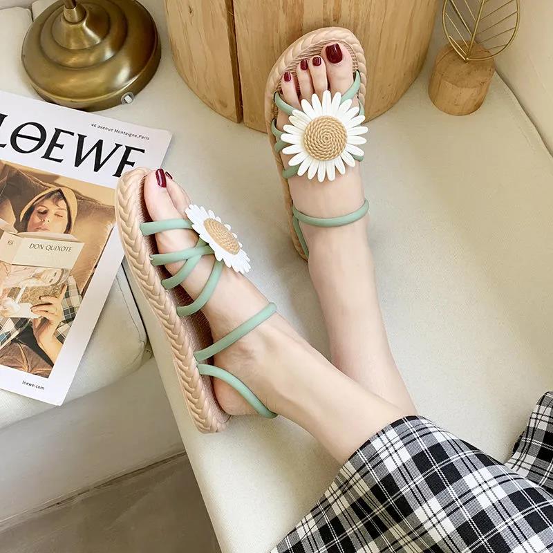 Women's Shoes Summer All-match Wear Student Slippers Female Fairy Flat Transparent Simple Sandals and Slippers Women