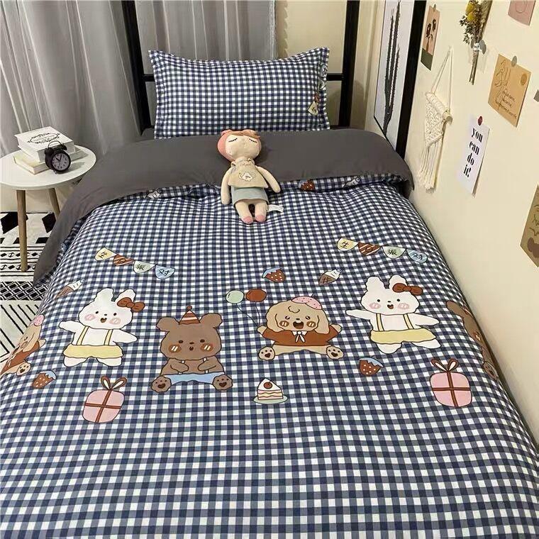 Scandinavian Style Three-piece Bed Linen Simple Bed Sheet Quilt Cover Student Dormitory Single Quilt Cover Three-piece Bedding